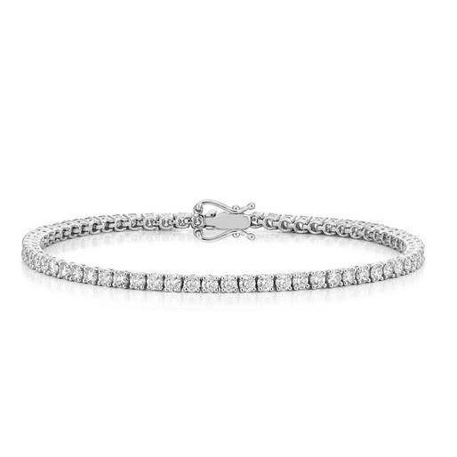 Round Cut 4.55 Carats Lab Grown Diamond Tennis Bracelet White Gold 10K