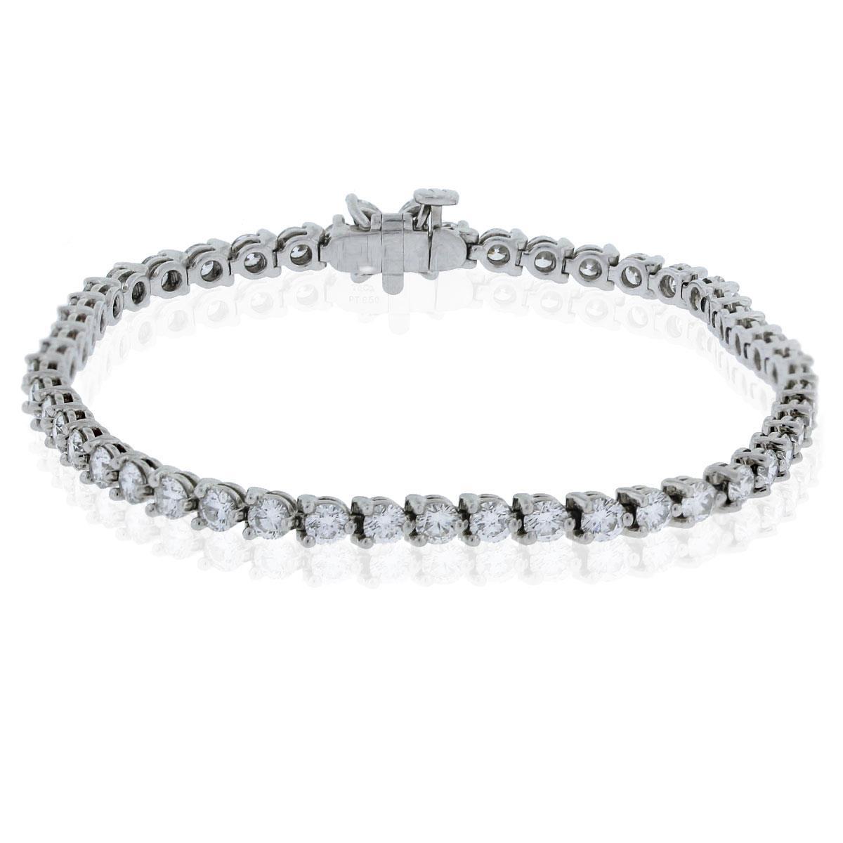 Round Cut 5 Carats Lab Grown Diamonds Tennis Bracelet White Gold 14K New