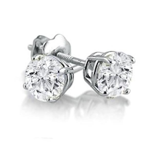 Round Cut GIA Certified Lab Grown Diamonds 2.00 Carats Studs Earrings White Gold 14K New
