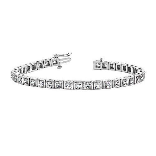 Round Cut Lab Grown Diamond Tennis Bracelet 4.45 Carat Prong Set White Gold