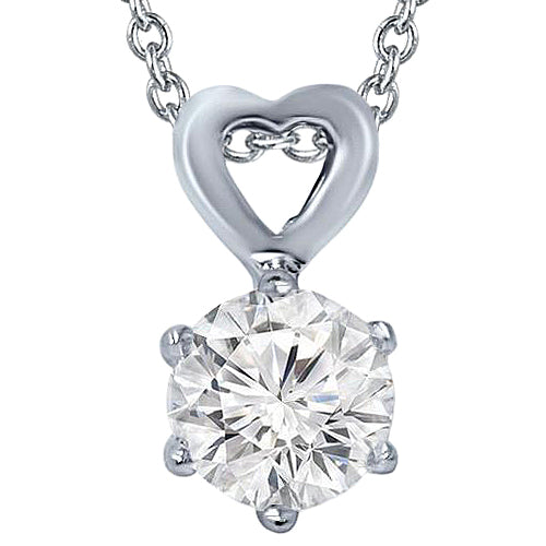 Round GIA Certified Lab Grown Diamond Necklace Pendant 1.5 Carat Prong Setting White Gold 14K