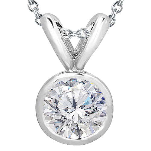 Round GIA Certified Lab Grown Diamond Necklace Pendant 1.5 Carats White Gold 14K