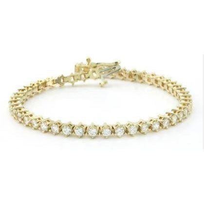 Round Lab Grown Diamond Basic Tennis Bracelet 8.28 Carats 10K Yellow Gold