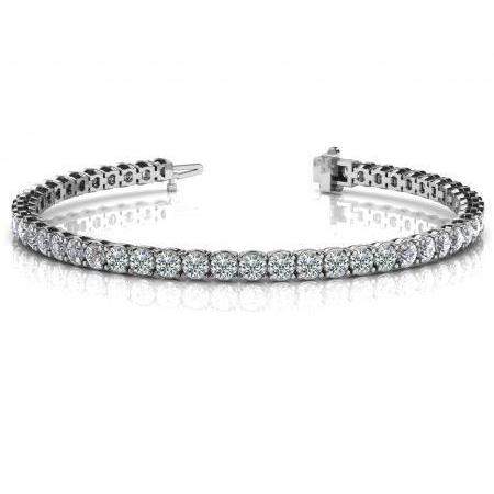 Round Lab Grown Diamond Tennis Bracelet 6 Carat White Gold 10K