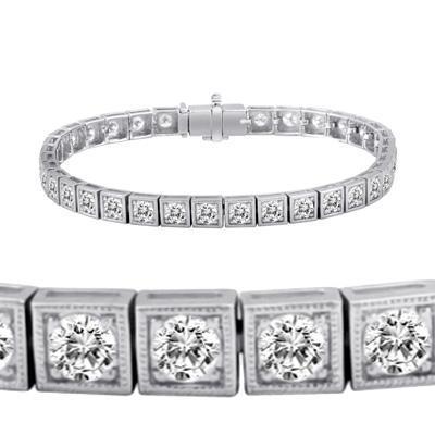 Round Lab Grown Diamond Tennis Bracelet Gold White Women Jewelry 3.50 Carats