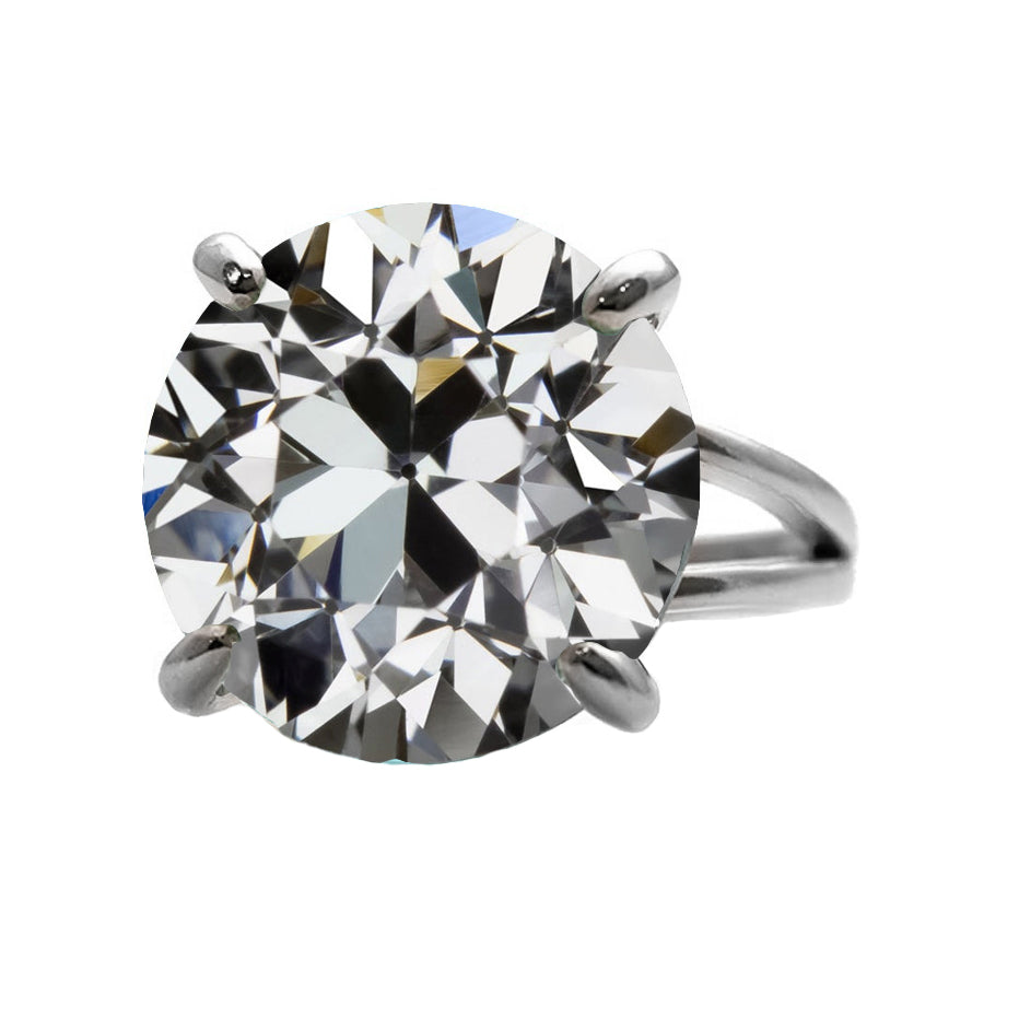 Round Large Old Miner Lab Grown Diamond Solitaire Ring 8 Carats White Gold 14K