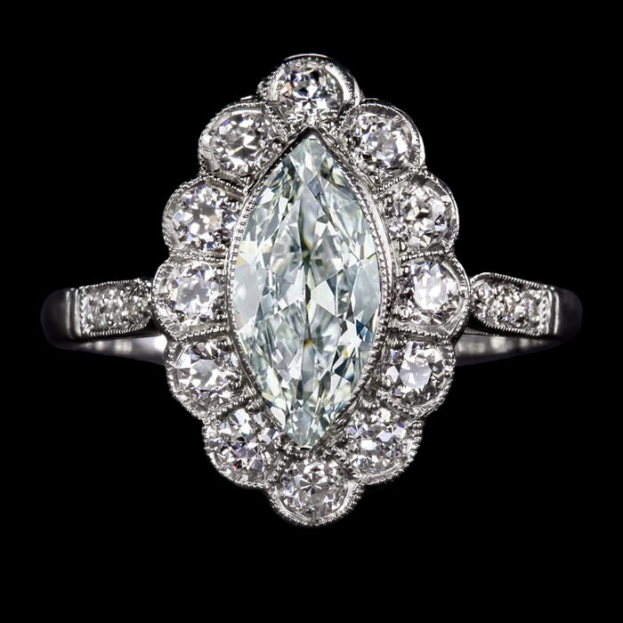 Round & Marquise Old Miner Diamond Ring