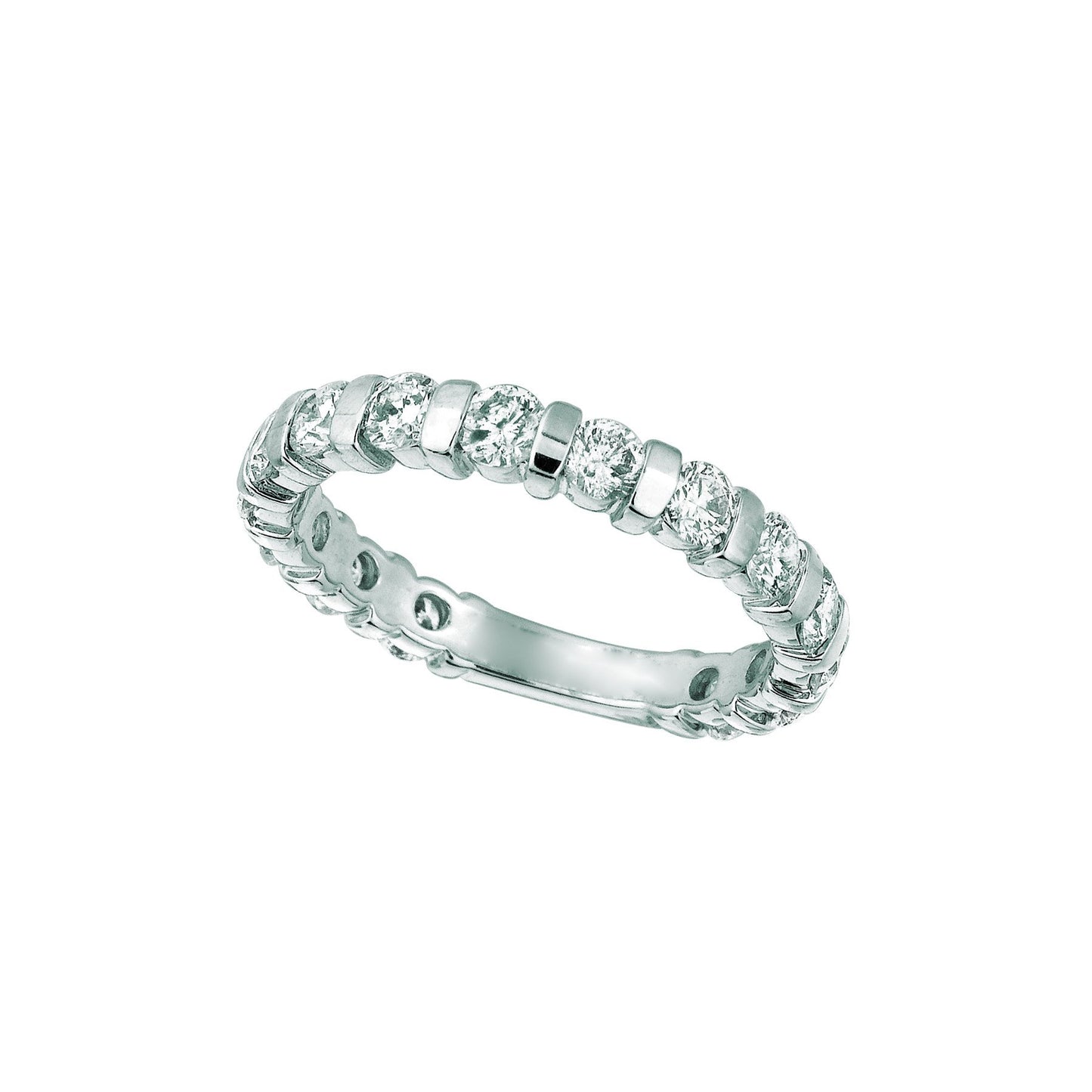 Round Natural Earth Mined Diamond Eternity Band 3 Carats 14K White Gold New