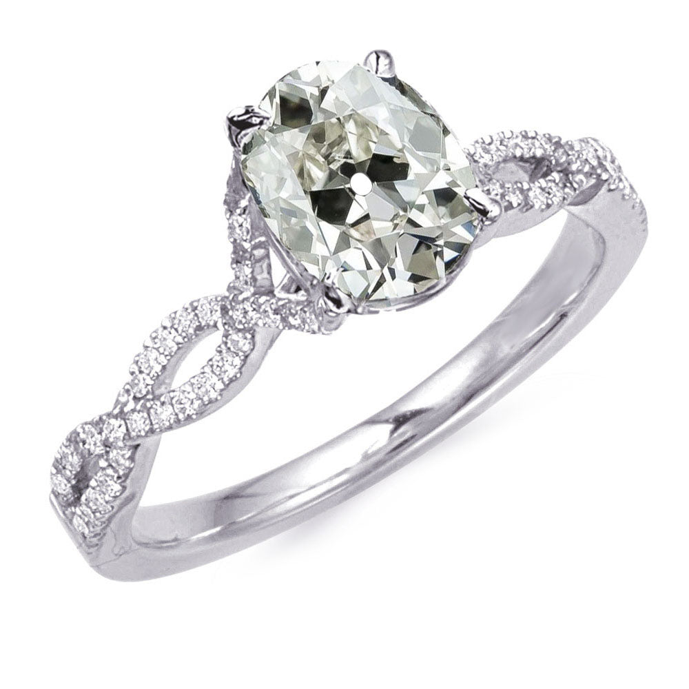 Round & Oval Old Cut Diamond Engagement Ring