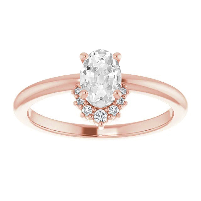 White Rose Round & Oval Old European Diamond Ring