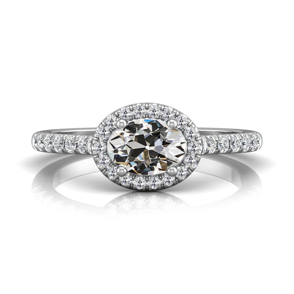 Round & Oval Old Mine Cut Diamond Halo Ring
