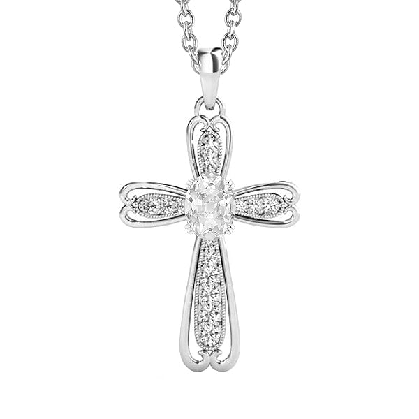 Old Miner Cross Diamond Pendant With Chain