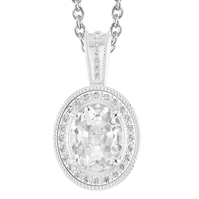 Round & Oval Old Miner Halo Diamond Pendant