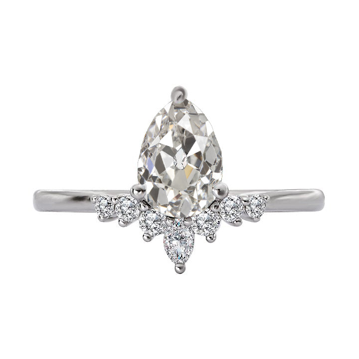 Lady’s Twisted Sparkling Unique Engagement White Gold Anniversary Ring Old Miner Cut Diamond Ring Gold Crown Style
