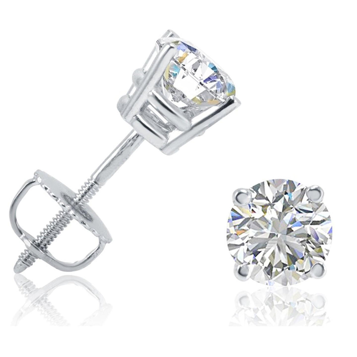 natural round diamond 3.50ct earring front view