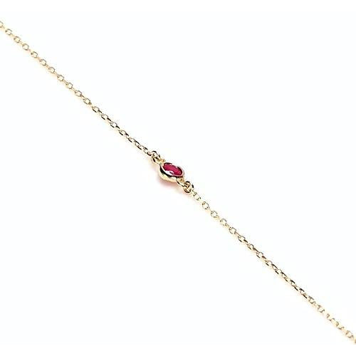 Gemstone Womans Stylish Ruby Bezel Set Bracelet Yellow Gold Gemstone Bracelet Bracelet