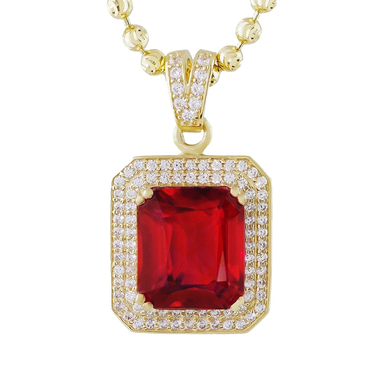Ruby With Natural Earth Mined Diamonds 11.20 Carats Pendant Necklace 14K Yellow Gold