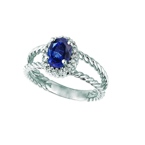Fancy Lady’s Sapphire And Diamond Oval Fancy Ring