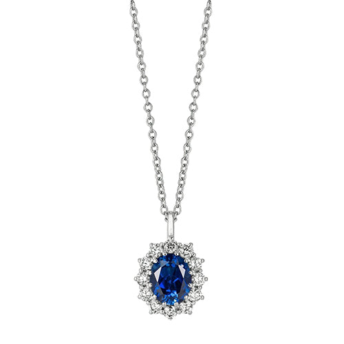 Kashmir Sapphire & Natural Earth Mined Diamond Necklace Pendant 3.50 Carats 14K White Gold