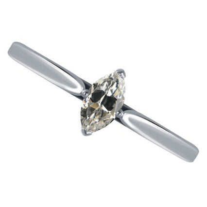 1 Carat Small Marquise Old Miner Diamond Engagement Ring
