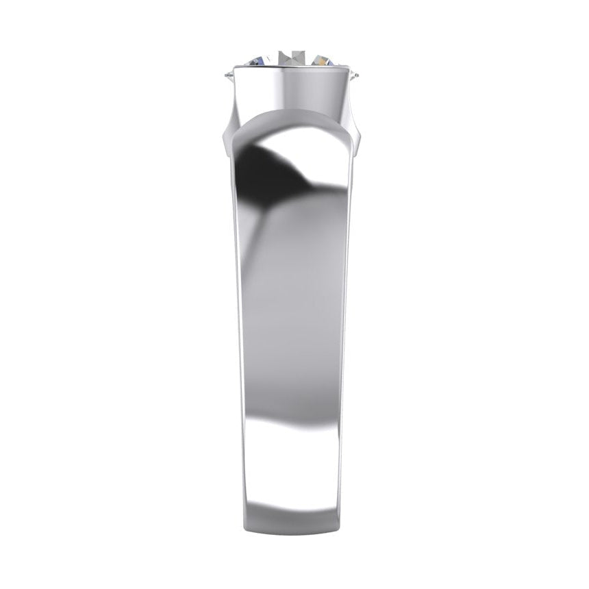 Solitaire Diamond Ring Half Bezel Setting Carats Men's White Gold