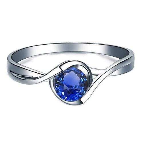 Solitaire New High Quality Wedding Sapphire Ring Bypass Style Women Jewelry