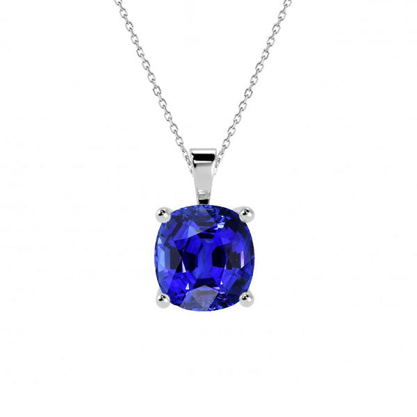 Solitaire Cushion Sri Lankan Sapphire Pendant