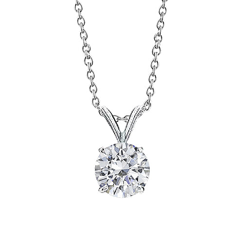 Solitaire Natural Earth Mined Diamond Necklace Pendant 1 Carat White Gold Women Jewelry