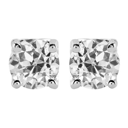 Solitaire Diamond Old Miner Studs 5 Ct. White Gold 14K
