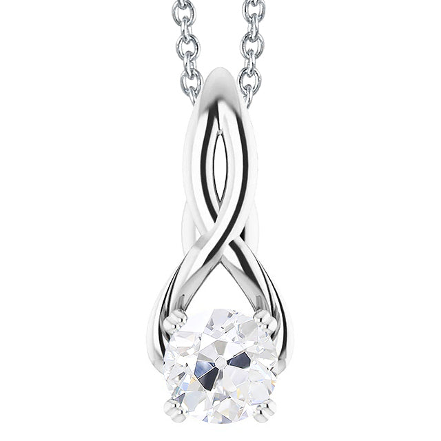 Solitaire Diamond Pendant Round Old Miner