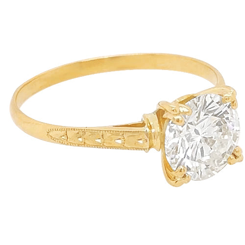 Solitaire Diamond Ring 2 Carats Milgrain