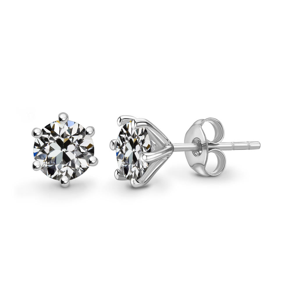 natural round diamond 3ct earring front view