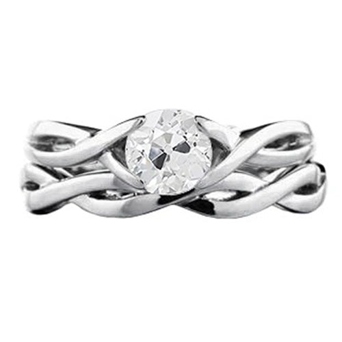Twisted Fancy Princess Cut Sparkling Vintage Style White Gold Diamond Solitaire Ring