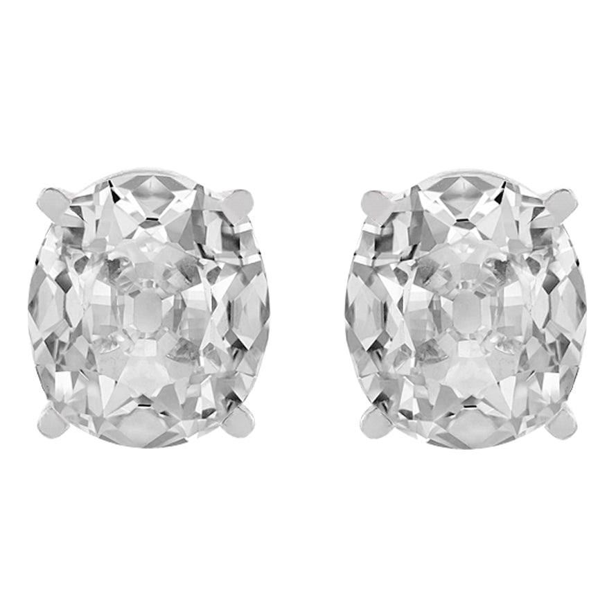 Solitaire Gold Diamond Studs Old Miner Cut Earrings Prong Set