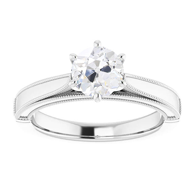 Fancy Princess Cut Sparkling Vintage Style White Gold Diamond Solitaire Ring