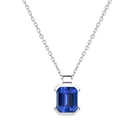 Solitaire Pendant Sri Lankan Sapphire Half Bezel Set