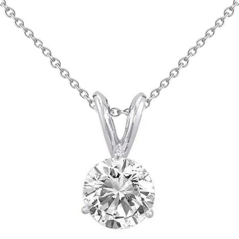 Solitaire Prong Set 1.50 Carats Round Cut Natural Earth Mined Diamond Necklace Pendant