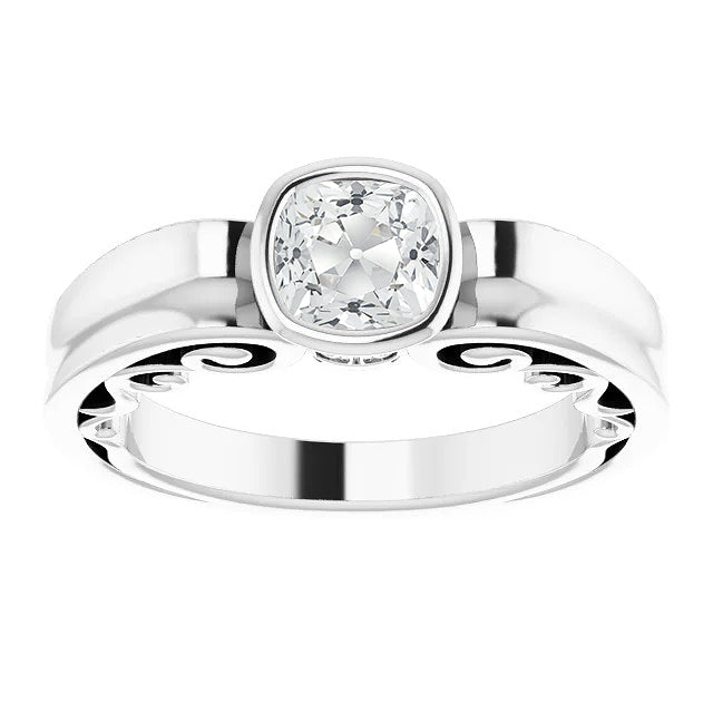 New Design Solitaire Ring Cushion Old Cut Diamond