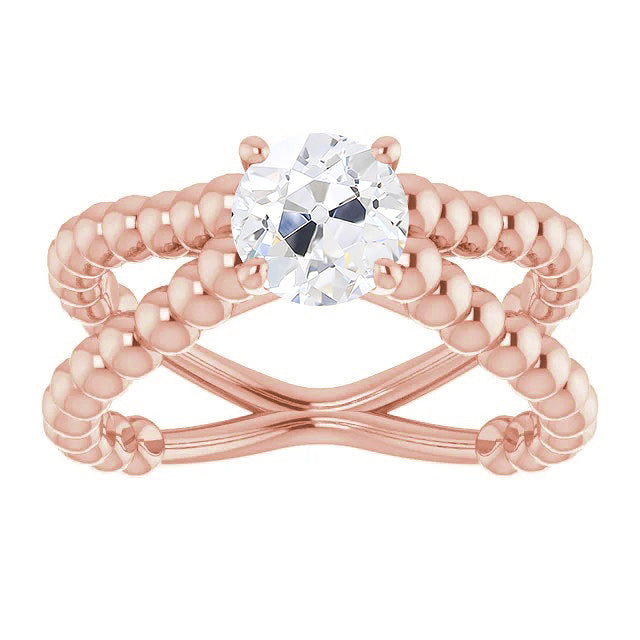 Solitaire Old Mine Fancy Cut Diamond Ring