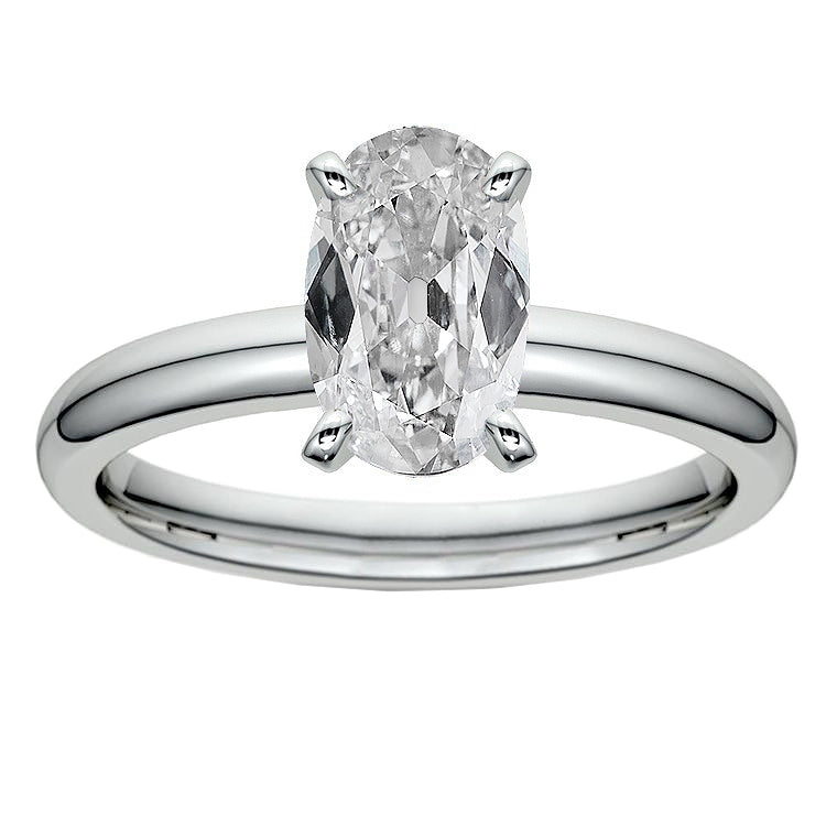Oval Old Miner Round Anniversary Solitaire Diamond Ring