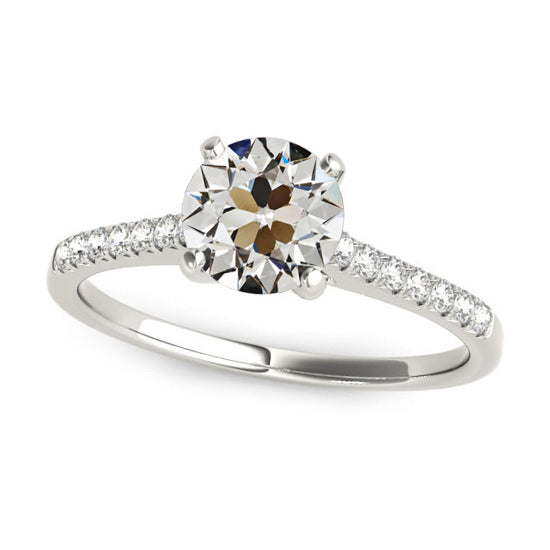 High Quality Solitaire Ring With Accents Old Miner Cut Diamond