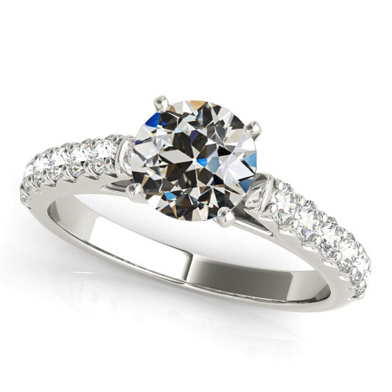 Natural Lady’s Solitaire Ring With Accents Old Miner Diamond Prong Set