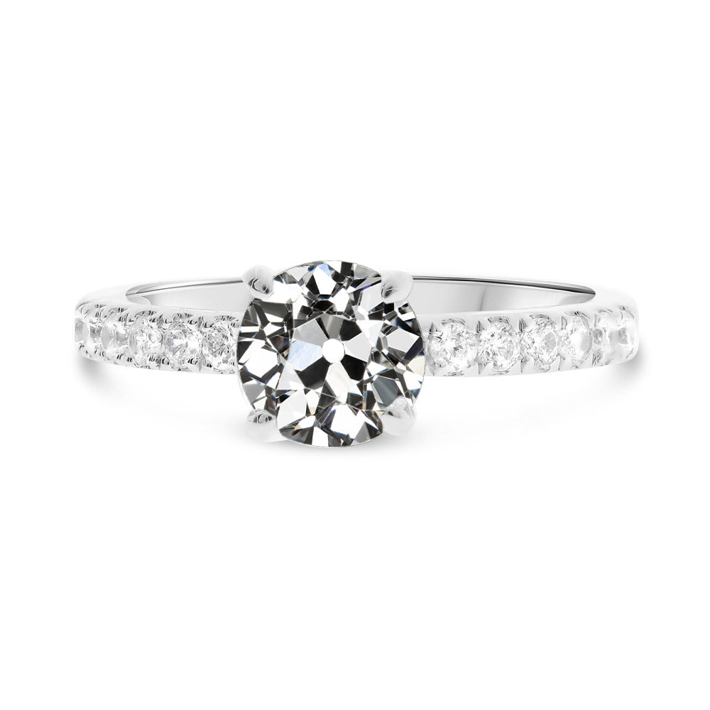 High Quality Solitaire Ring With Accents Round Old Miner Diamond