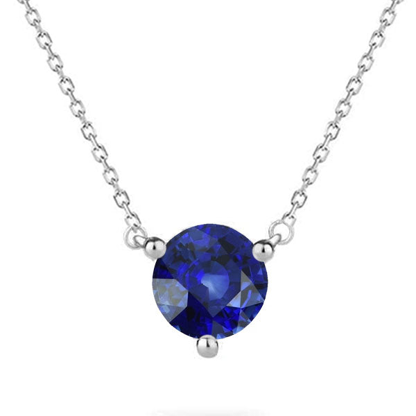 natural round sapphire 2ct pendant front view