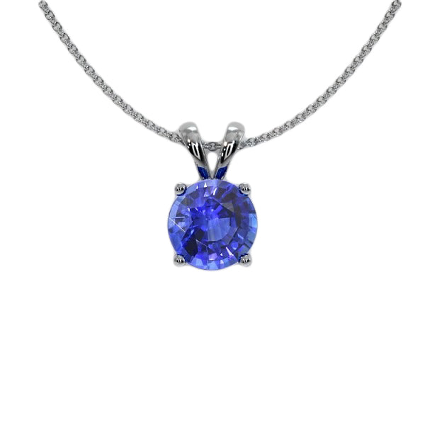 Solitaire Ceylon Sapphire Pendant Prong Set Gold