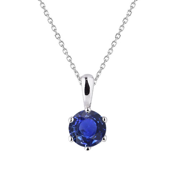 Solitaire Round Ceylon Sapphire Pendant