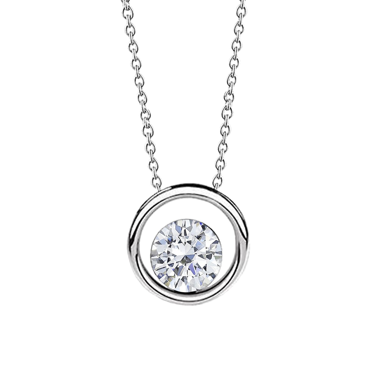 Solitaire Round Cut Lab Grown Diamond Pendant Necklace 1.25 Carat WG 14K
