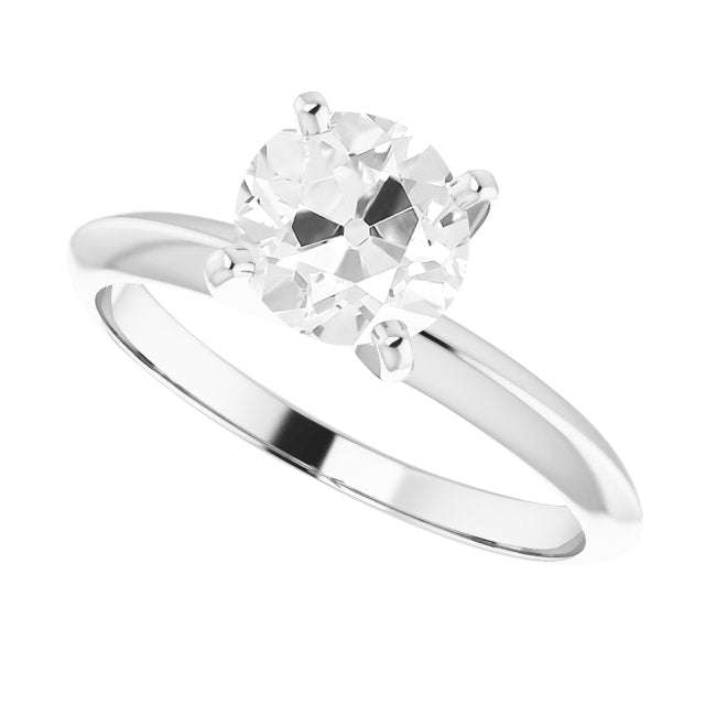 Solitaire Round Diamond Old Cut Prong Set Classic Ring 2.50 Carats