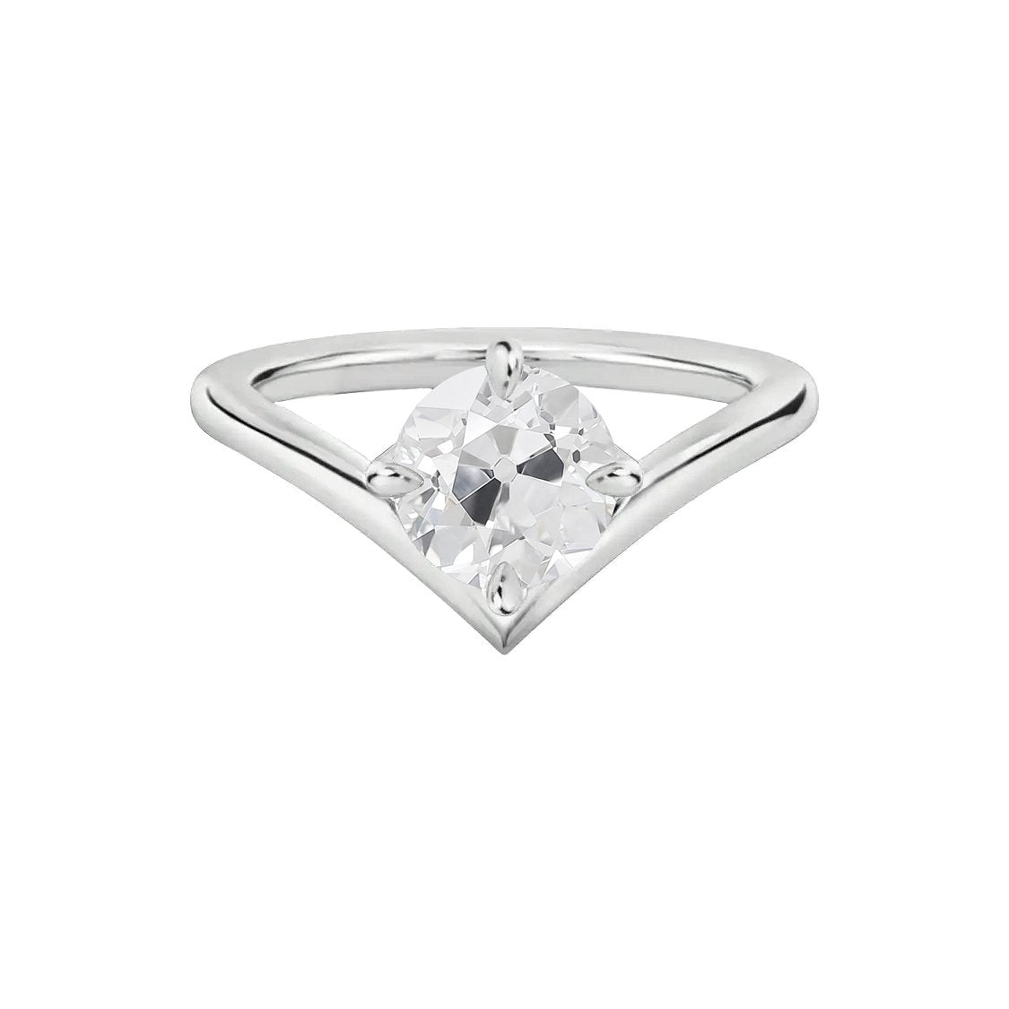 Round Sparkling Unique Solitaire White Gold Diamond Anniversary Ring