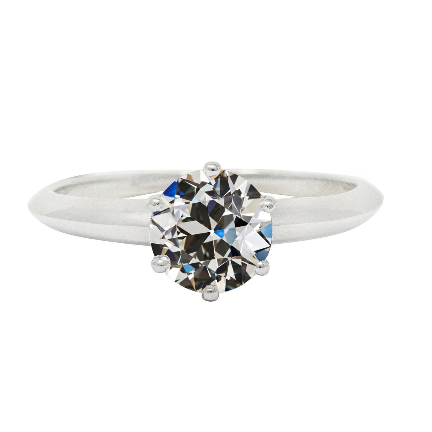 Fancy Style Solitaire Round Old European Diamond Ring